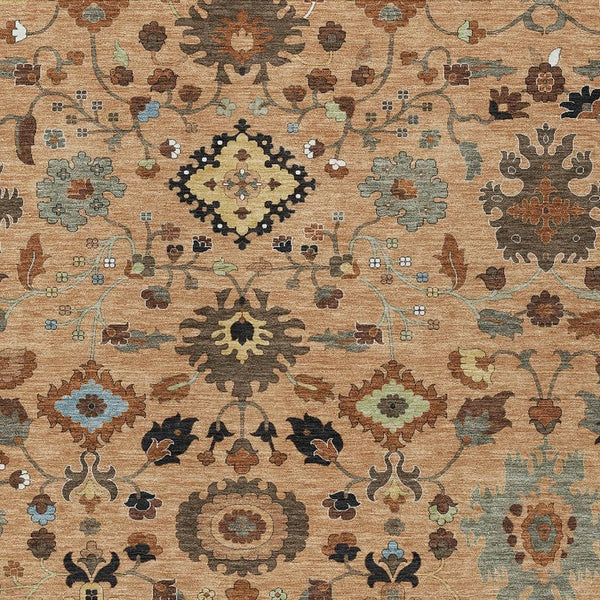 Floral Medallion Polyester Area Rug Washable for Indoor Outdoor Patio and Living Room Use