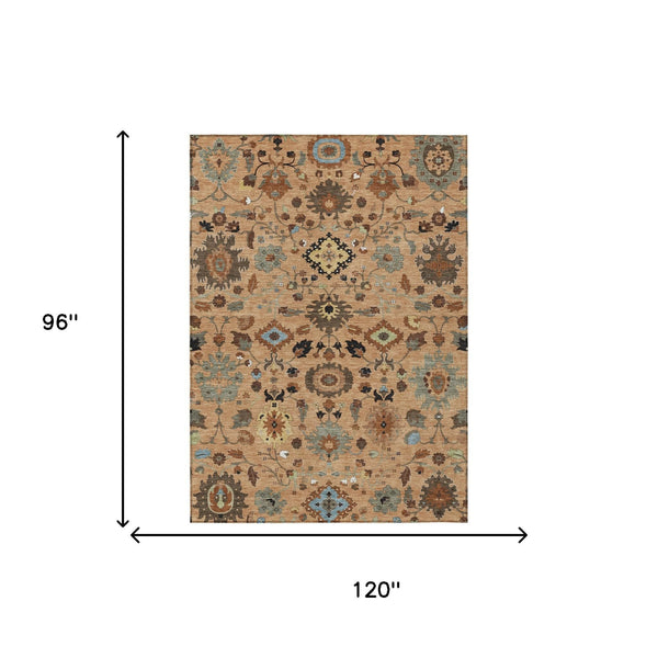 Floral Medallion Polyester Area Rug Washable for Indoor Outdoor Patio and Living Room Use