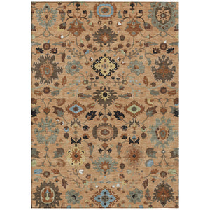 Floral Medallion Polyester Area Rug Washable for Indoor Outdoor Patio and Living Room Use