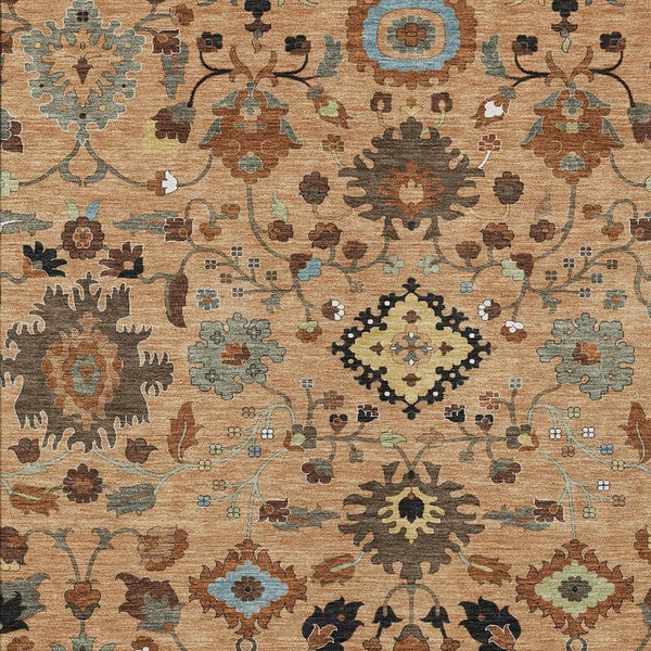 Floral Medallion Polyester Area Rug Washable for Indoor Outdoor Patio and Living Room Use