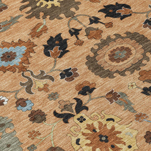 Floral Medallion Polyester Area Rug Washable for Indoor Outdoor Patio and Living Room Use