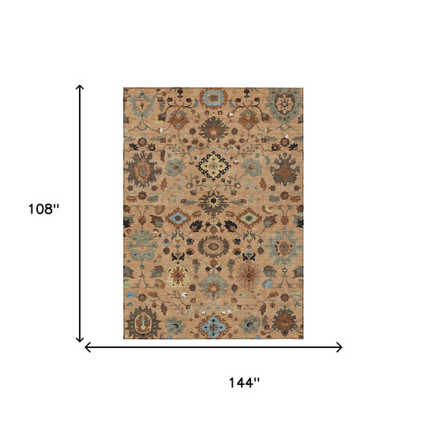 Floral Medallion Polyester Area Rug Washable for Indoor Outdoor Patio and Living Room Use