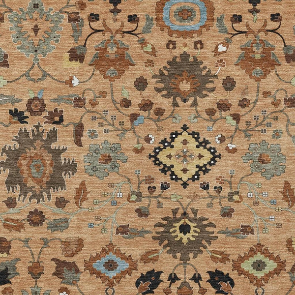 Floral Medallion Polyester Area Rug Washable for Indoor Outdoor Patio and Living Room Use