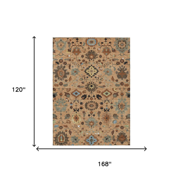 Floral Medallion Polyester Area Rug Washable for Indoor Outdoor Patio and Living Room Use