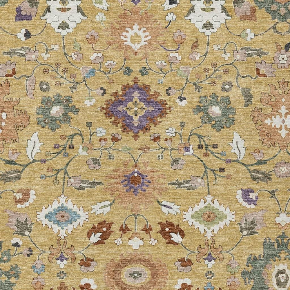 HomeRoots Floral Medallion Washable Indoor Outdoor Polyester Area Rug for Patio Porch or Living Room 5' x 8' 725673