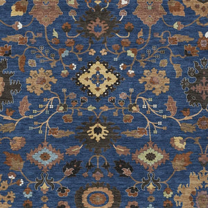HomeRoots Floral Medallion Polyester Area Rug Washable Indoor Outdoor Patio Navy Copper Design 5' x 8' 725679