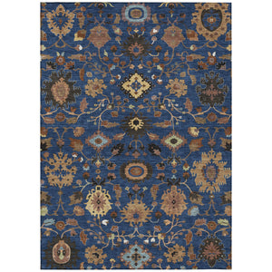Floral Medallion Polyester Area Rug Washable Indoor Outdoor Patio Navy Copper Design