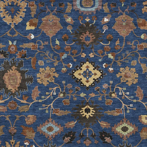 Floral Medallion Polyester Area Rug Washable Indoor Outdoor Patio Navy Copper Design