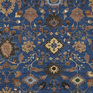 Floral Medallion Polyester Area Rug Washable Indoor Outdoor Patio Navy Copper Design