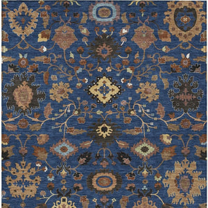 Floral Medallion Polyester Area Rug Washable Indoor Outdoor Patio Navy Copper Design