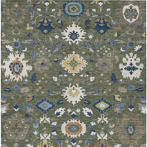 Floral Medallion Washable Indoor Outdoor Area Rug Polyester Low Pile Patio Living Room