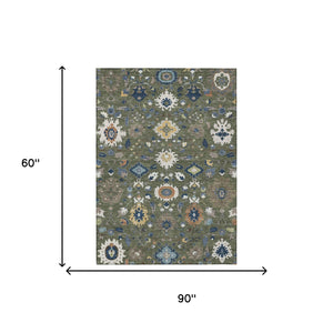 Floral Medallion Washable Indoor Outdoor Area Rug Polyester Low Pile Patio Living Room