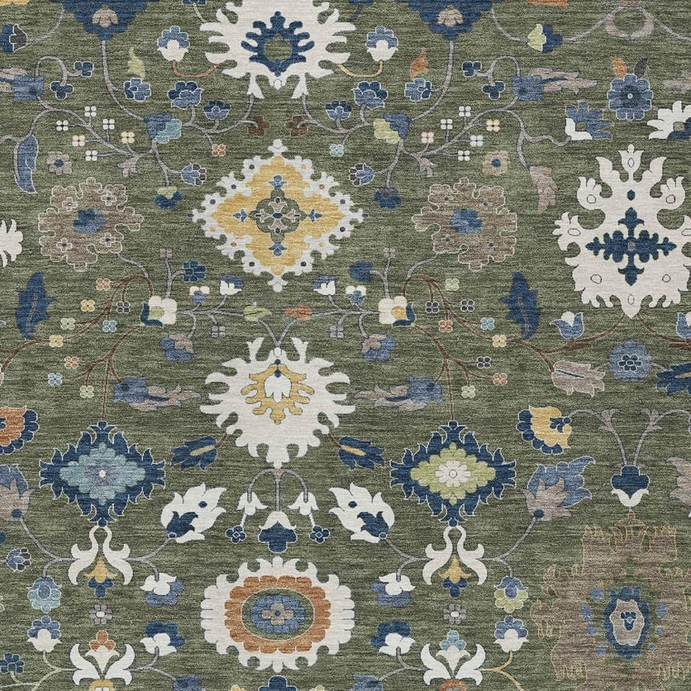 HomeRoots Floral Medallion Washable Indoor Outdoor Area Rug Polyester Low Pile Patio Living Room 8' x 10' 725687
