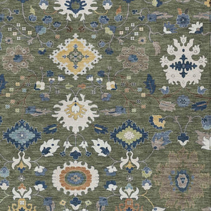 Floral Medallion Washable Indoor Outdoor Area Rug Polyester Low Pile Patio Living Room