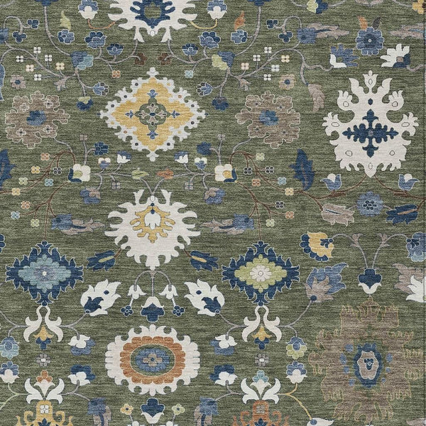 Floral Medallion Washable Indoor Outdoor Area Rug Polyester Low Pile Patio Living Room