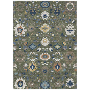 Floral Medallion Washable Indoor Outdoor Area Rug Polyester Low Pile Patio Living Room