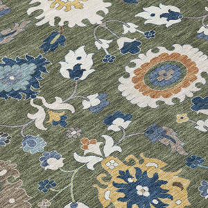 Floral Medallion Washable Indoor Outdoor Area Rug Polyester Low Pile Patio Living Room