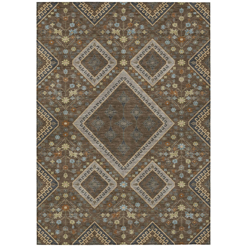 Medallion Polyester Area Rug Washable Indoor Outdoor Patio Living Room Foyer Decor