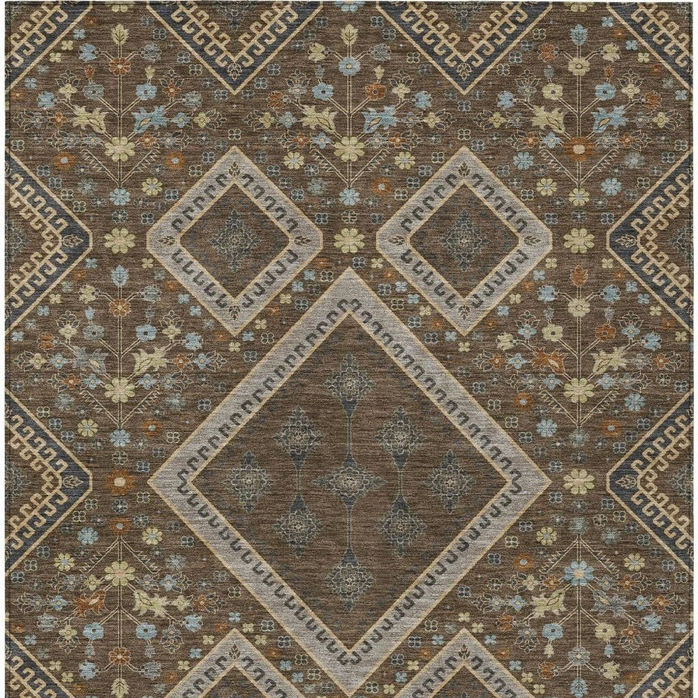 Medallion Polyester Area Rug Washable Indoor Outdoor Patio Living Room Foyer Decor