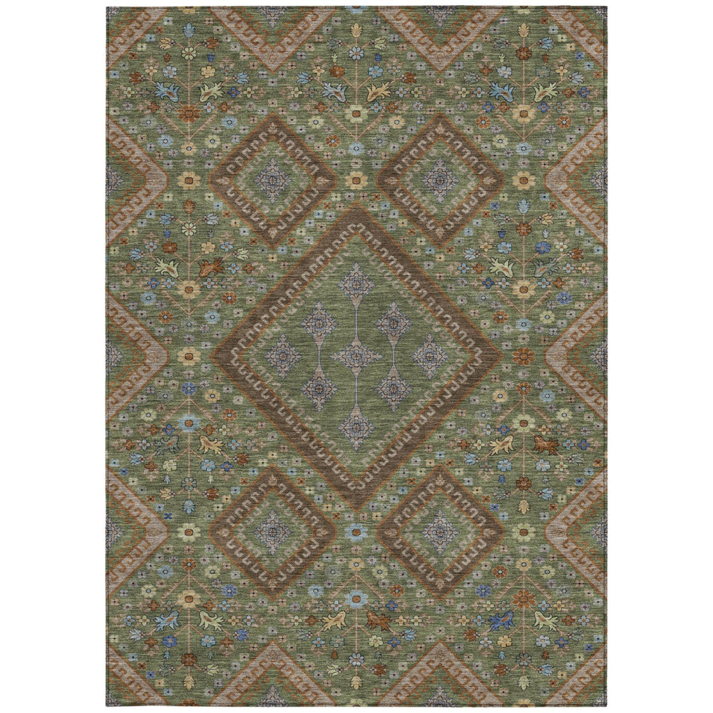 Medallion Washable Polyester Area Rug for Indoor Outdoor Patio and Living Room Spaces