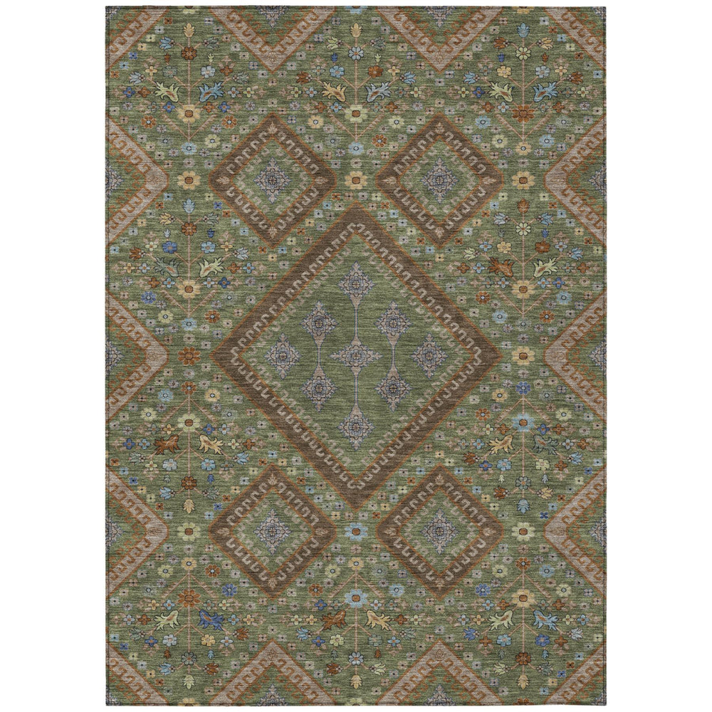 Medallion Washable Polyester Area Rug for Indoor Outdoor Patio and Living Room Spaces