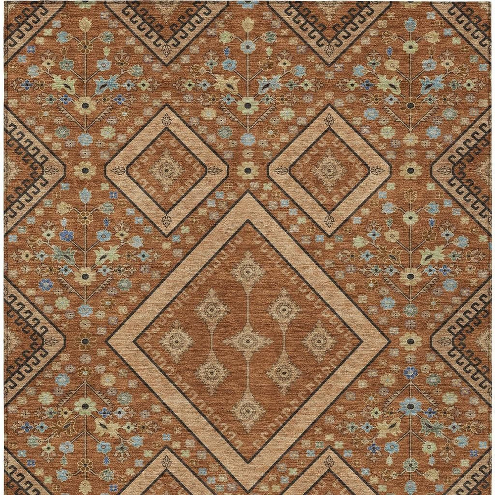 Medallion Washable Polyester Area Rug for Indoor Outdoor Patios and Living Room Decor