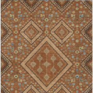 Medallion Washable Polyester Area Rug for Indoor Outdoor Patios and Living Room Decor