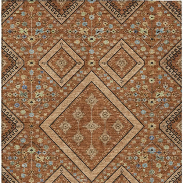 Medallion Washable Polyester Area Rug for Indoor Outdoor Patios and Living Room Decor