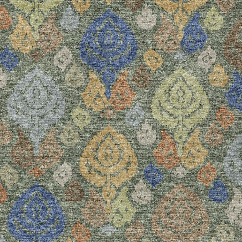 HomeRoots Damask Polyester Area Rug Washable Indoor Outdoor Stain Resistant Patio Living Room 10' x 14' 725749