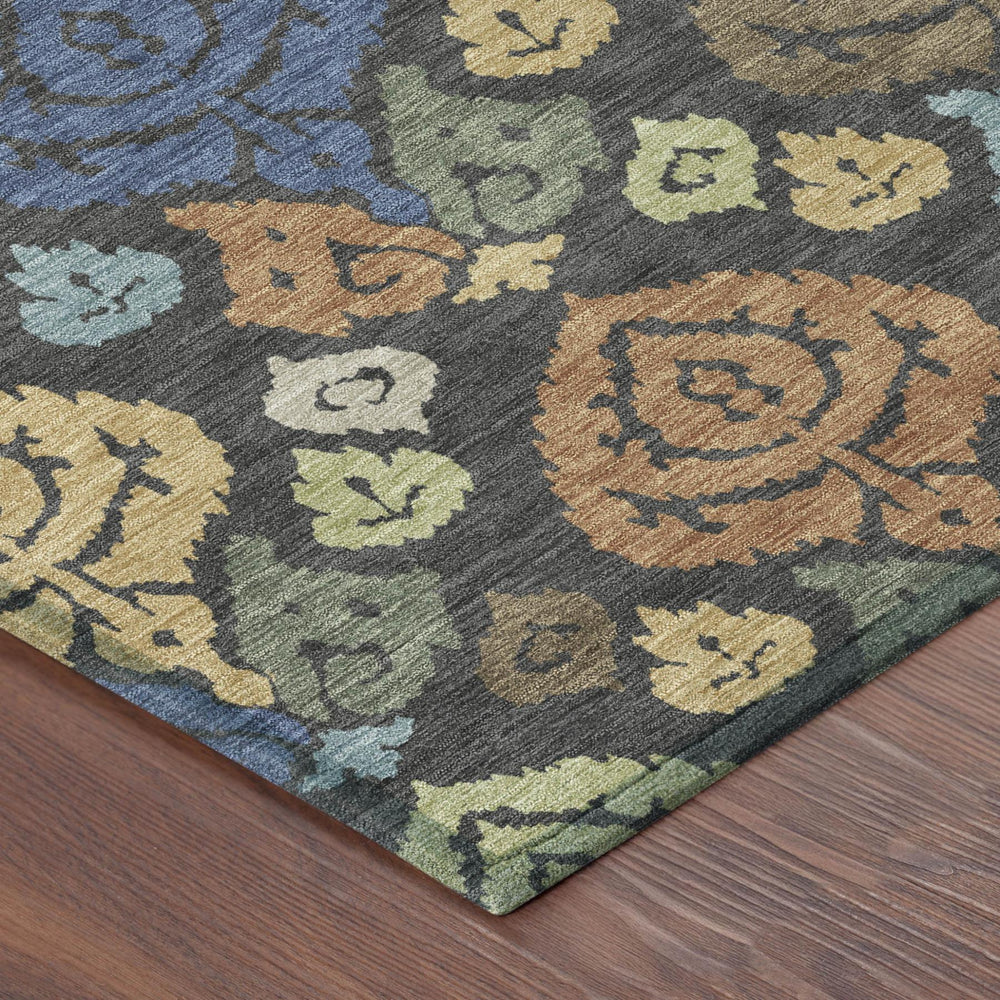 Damask Polyester Area Rug Washable Indoor Outdoor Patio and Living Room Low Pile Easy Care