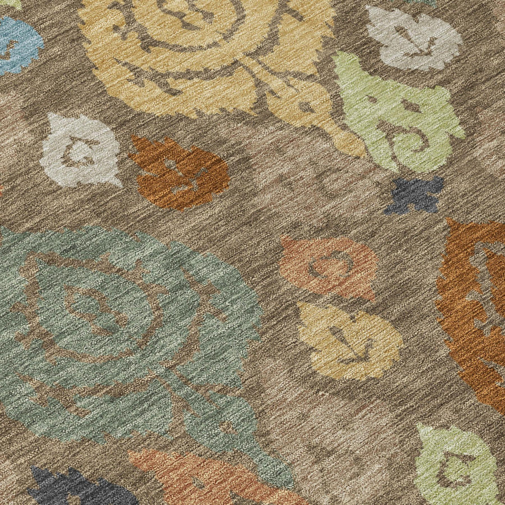 Damask Polyester Area Rug Washable Indoor Outdoor Patio Living Room with Felt Backing Accent