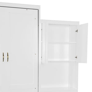 English Elm Queen Size Murphy Bed With Integrated Desk, Vanity & Storage - Stylish Space Saver For Small Living N820S00057K-GIGA