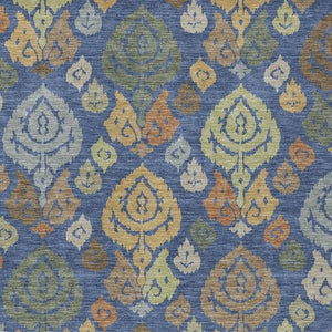 Damask Polyester Area Rug Washable Indoor Outdoor Navy Ivory for Living Room Patio