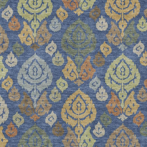 HomeRoots Damask Polyester Area Rug Washable Indoor Outdoor Navy Ivory for Living Room Patio 10' x 14' 725779