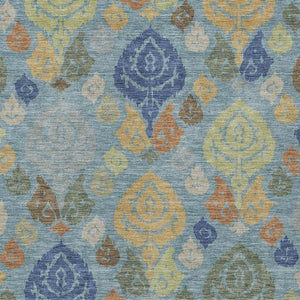 Damask Polyester Area Rug Washable Indoor Outdoor Teal Navy Pattern for Home and Patio