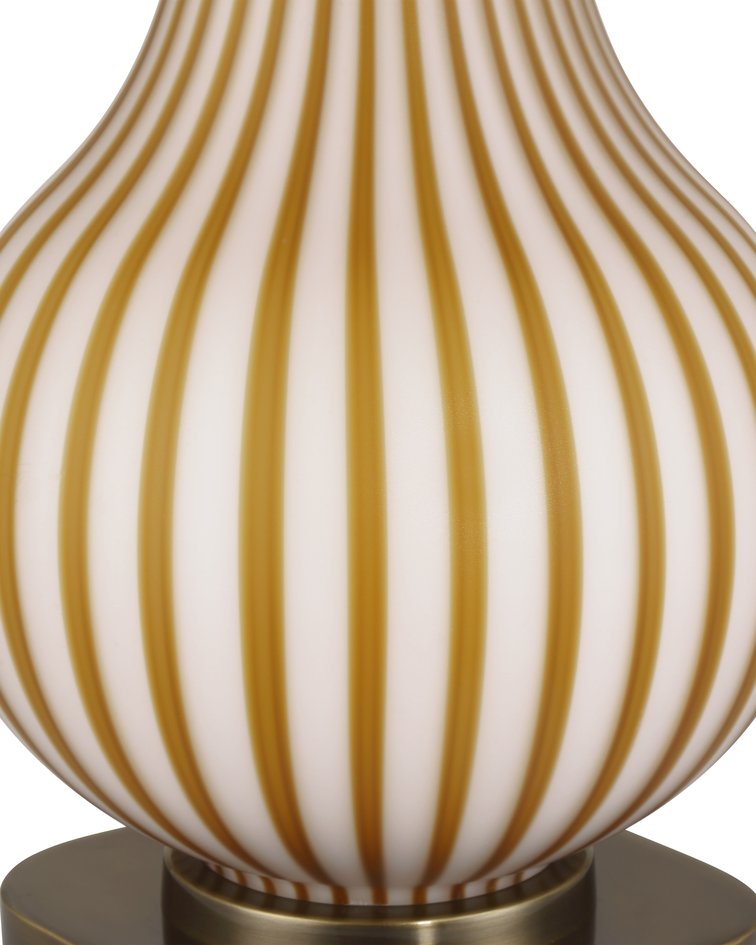 Currey & Company Striae Table Lamp - Artisan-made Glass Design With Striated Pattern, Antique Brass Accents & Elegance Yellow Glass 6000-1019-currey-company