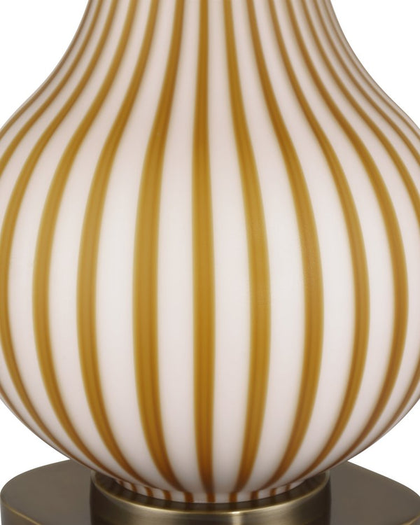 Currey & Company Striae Table Lamp - Artisan-made Glass Design With Striated Pattern, Antique Brass Accents & Elegance Yellow Glass 6000-1019-currey-company