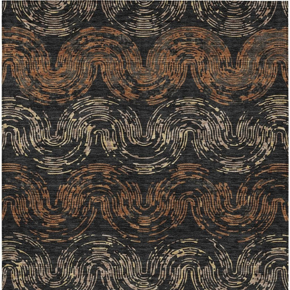 HomeRoots Abstract Polyester Area Rug Machine Washable Fade Resistant Indoor Outdoor Patio Living Room 9' x 12' 725790