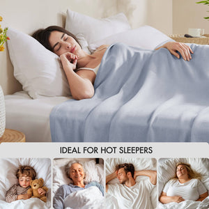 English Elm 1-piece King Jacquard Cotton Blend Blanket Aztec Woven Soft Breathable Bedroom Layer Light Blue B035P437483