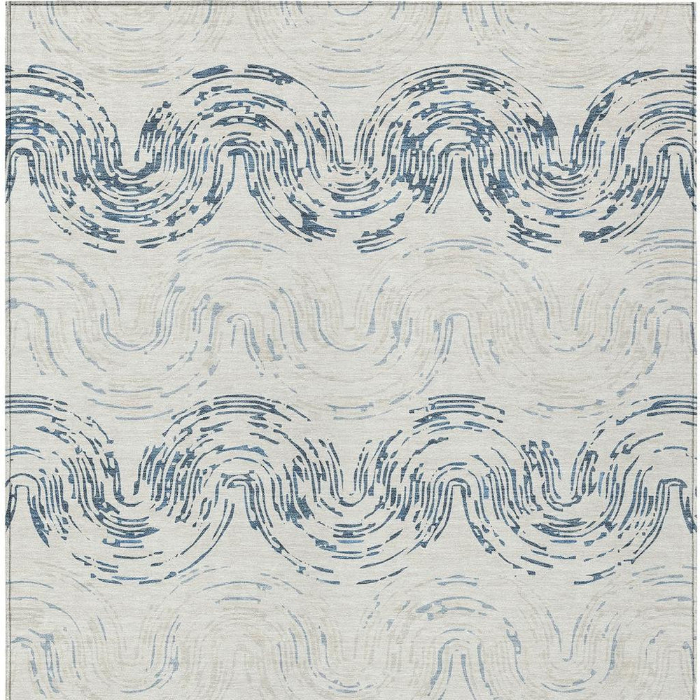 HomeRoots Washable Polyester Abstract Area Rug Ivory Beige for Indoor Outdoor Patio Living Spaces 10' x 14' 725803