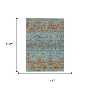 Abstract Teal Wheat Washable Polyester Area Rug for Indoor Outdoor Patio or Living Room