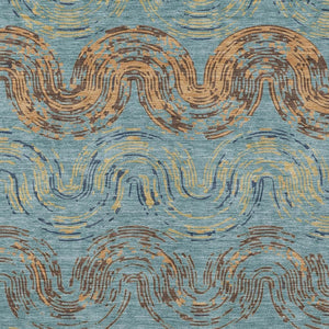 Abstract Teal Wheat Washable Polyester Area Rug for Indoor Outdoor Patio or Living Room