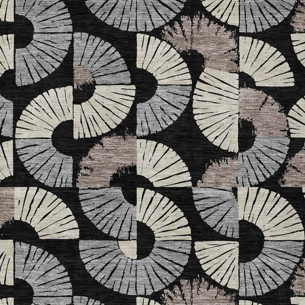 HomeRoots Geometric Polyester Area Rug Washable Indoor Outdoor Low Pile for Patio and Entryway 8' x 10' 725825