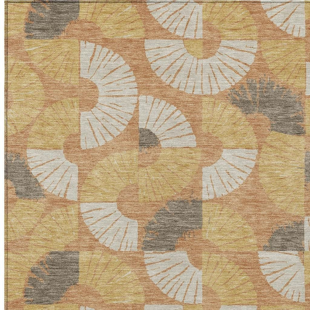 HomeRoots Geometric Polyester Area Rug Washable Low Pile Stain Resistant Indoor Outdoor Patio 10' x 14' 725833