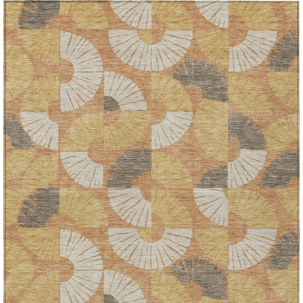 HomeRoots Geometric Polyester Area Rug Washable Low Pile Stain Resistant Indoor Outdoor Patio 10' x 14' 725833