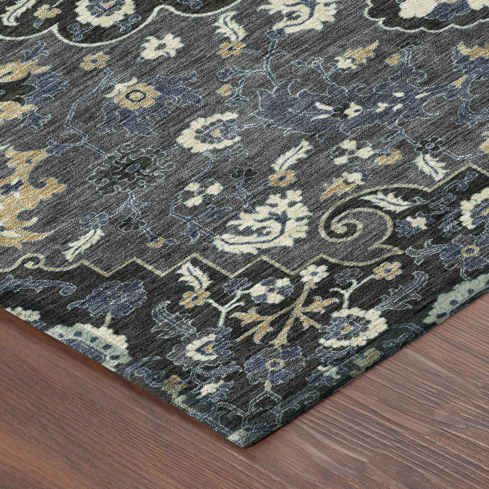 HomeRoots 8 Ft Round Floral Medallion Polyester Area Rug for Indoor Outdoor Patios and Foyers 725854