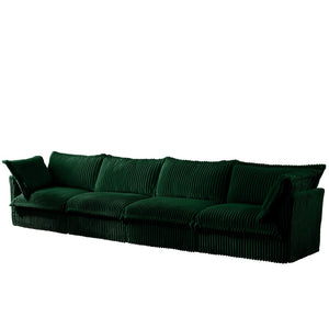 English Elm Slipcovered 4-Seater Sofa In Soft Green Corduroy - Extra Deep, Modular, And Comfy For Living Rooms! W3041S00084-GIGA