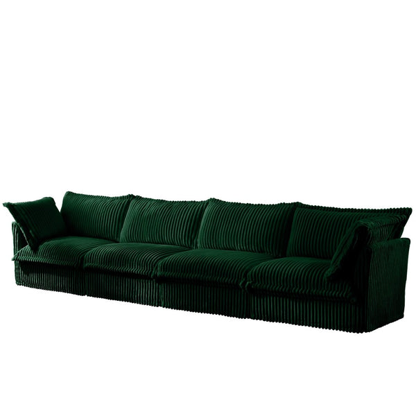 English Elm Slipcovered 4-Seater Sofa In Soft Green Corduroy - Extra Deep, Modular, And Comfy For Living Rooms! W3041S00084-GIGA