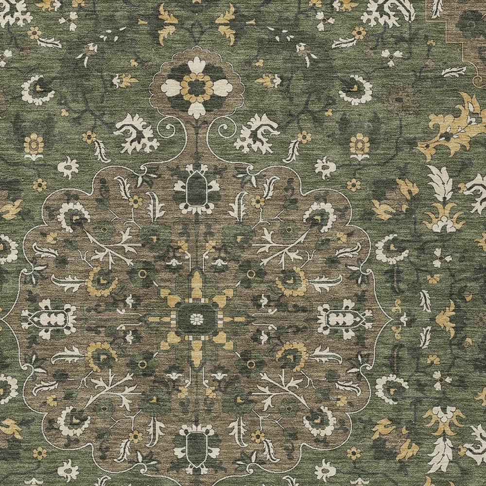 HomeRoots Floral Medallion Polyester Area Rug Washable for Indoor Outdoor Patio and Living Room Decor 8' x 10' 725861