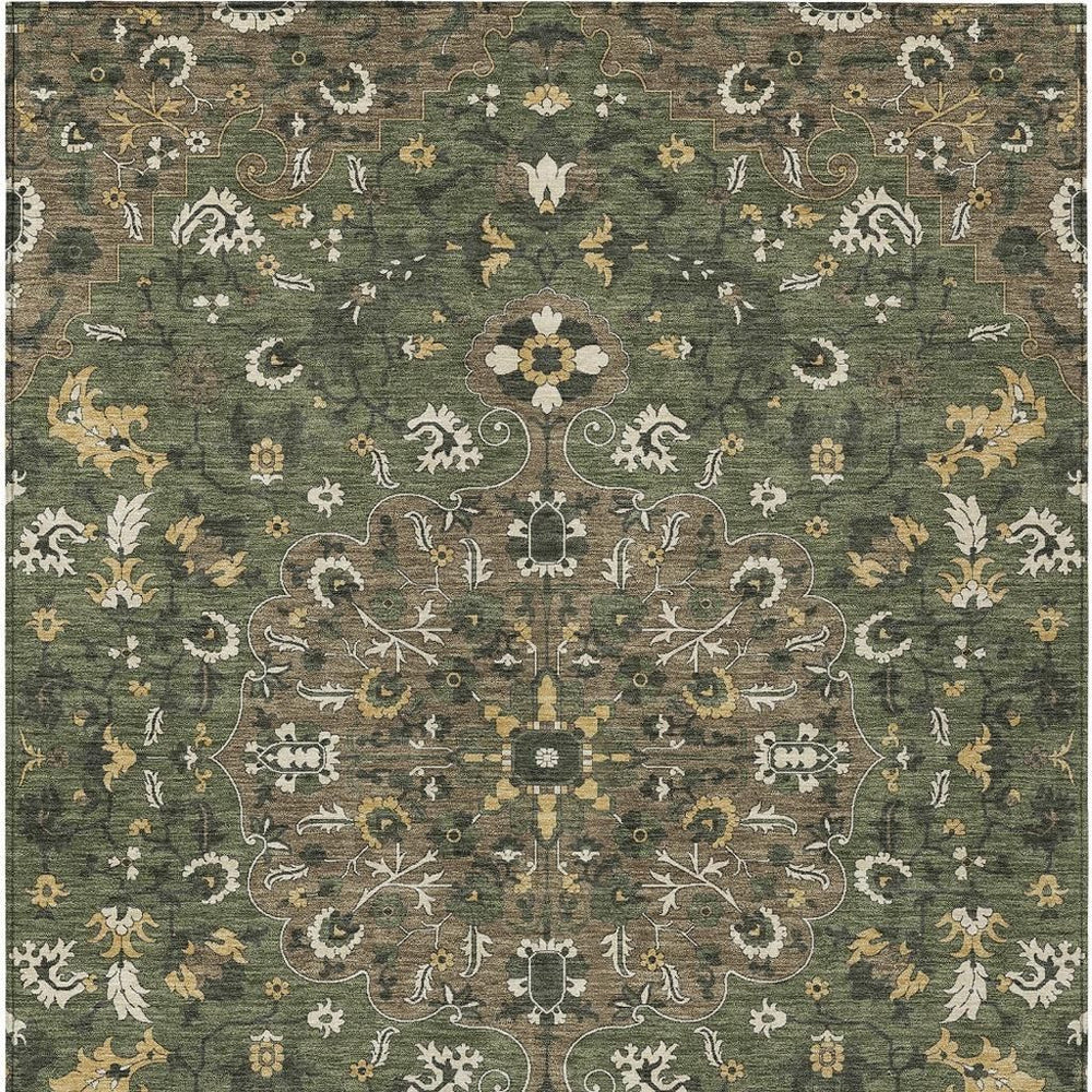 HomeRoots Floral Medallion Polyester Area Rug Washable for Indoor Outdoor Patio and Living Room Decor 8' x 10' 725861